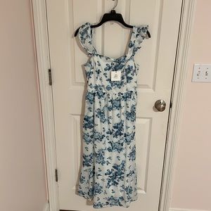 Blue floral midi dress